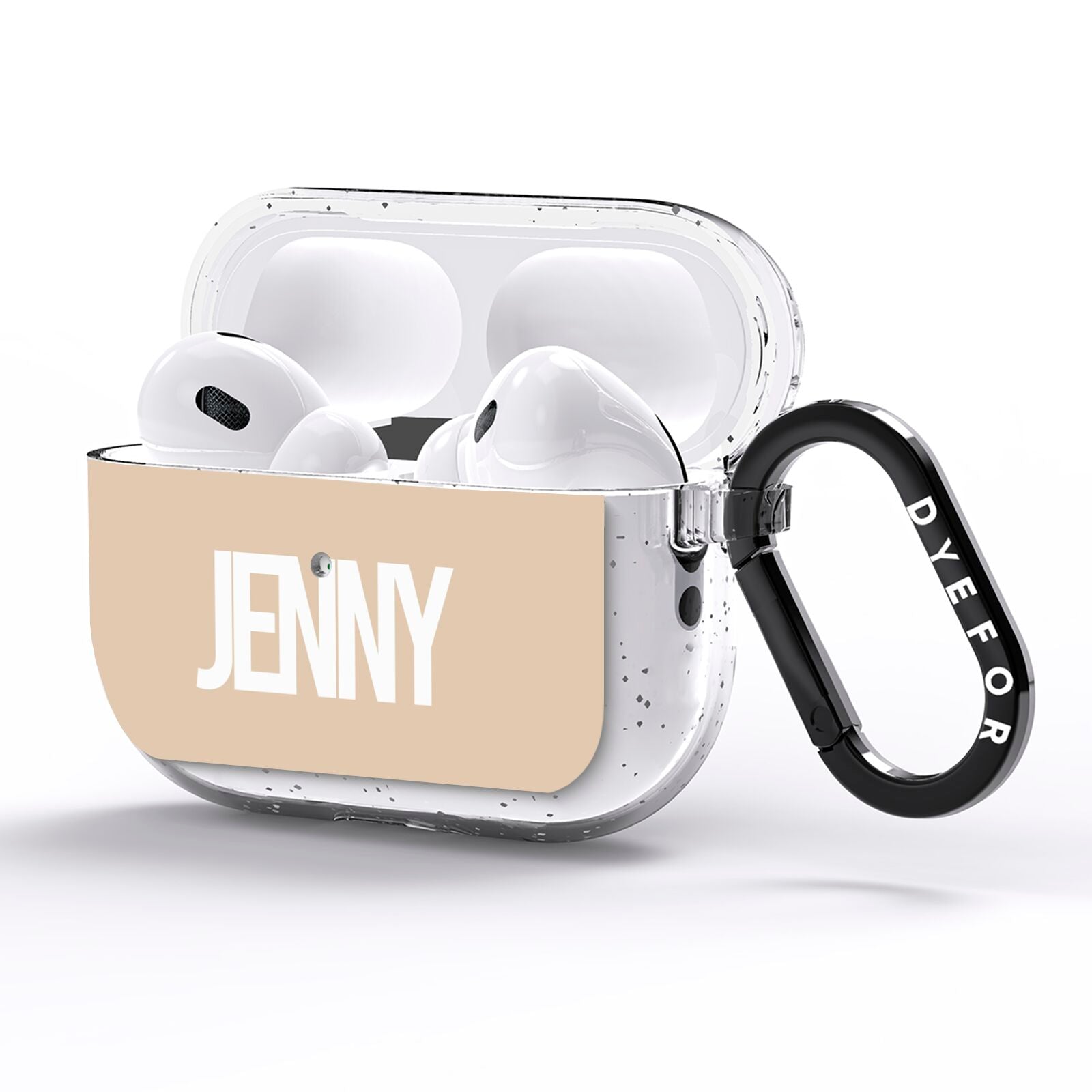 Taupe with Bold White Name AirPods Pro Glitter Case Side Image