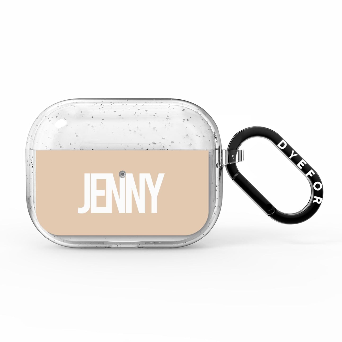 Taupe with Bold White Name AirPods Pro Glitter Case