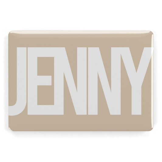 Taupe with Bold White Name Apple MacBook Case