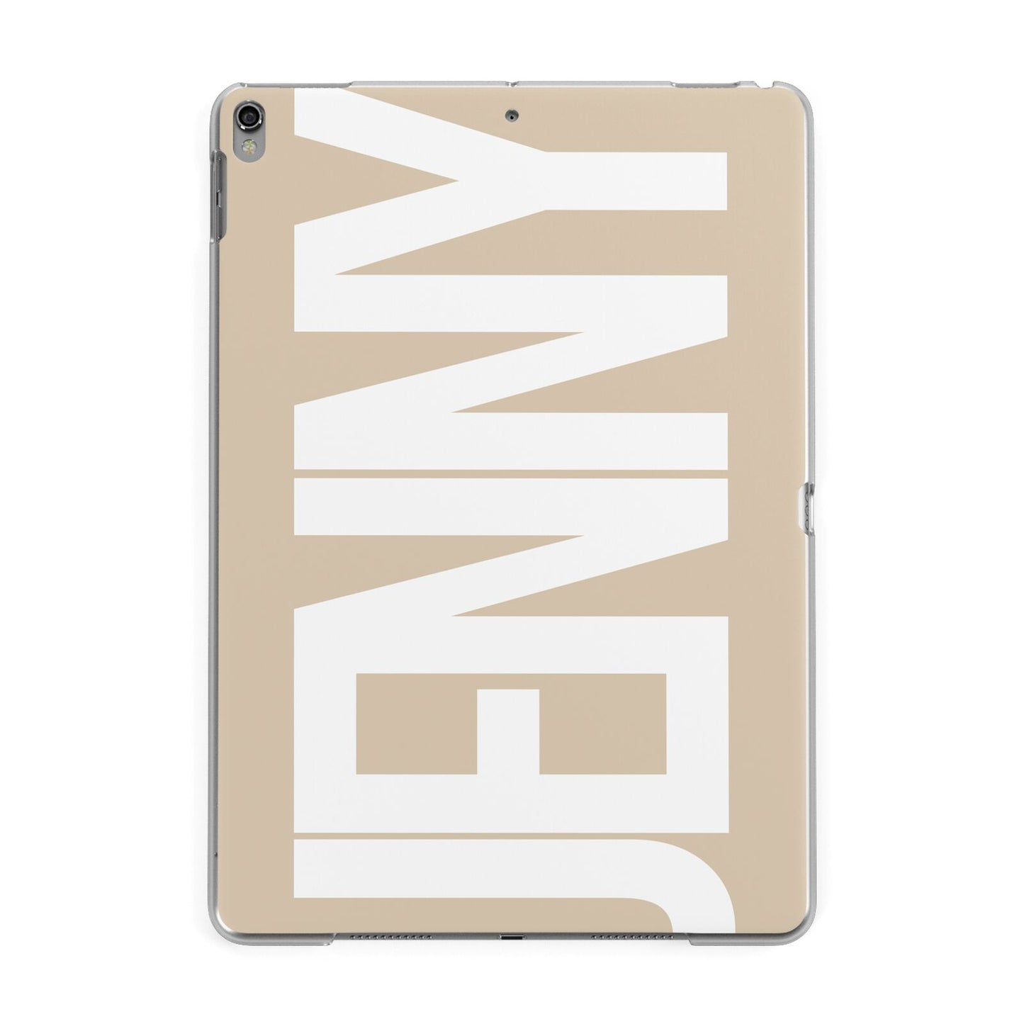 Taupe with Bold White Name Apple iPad Grey Case