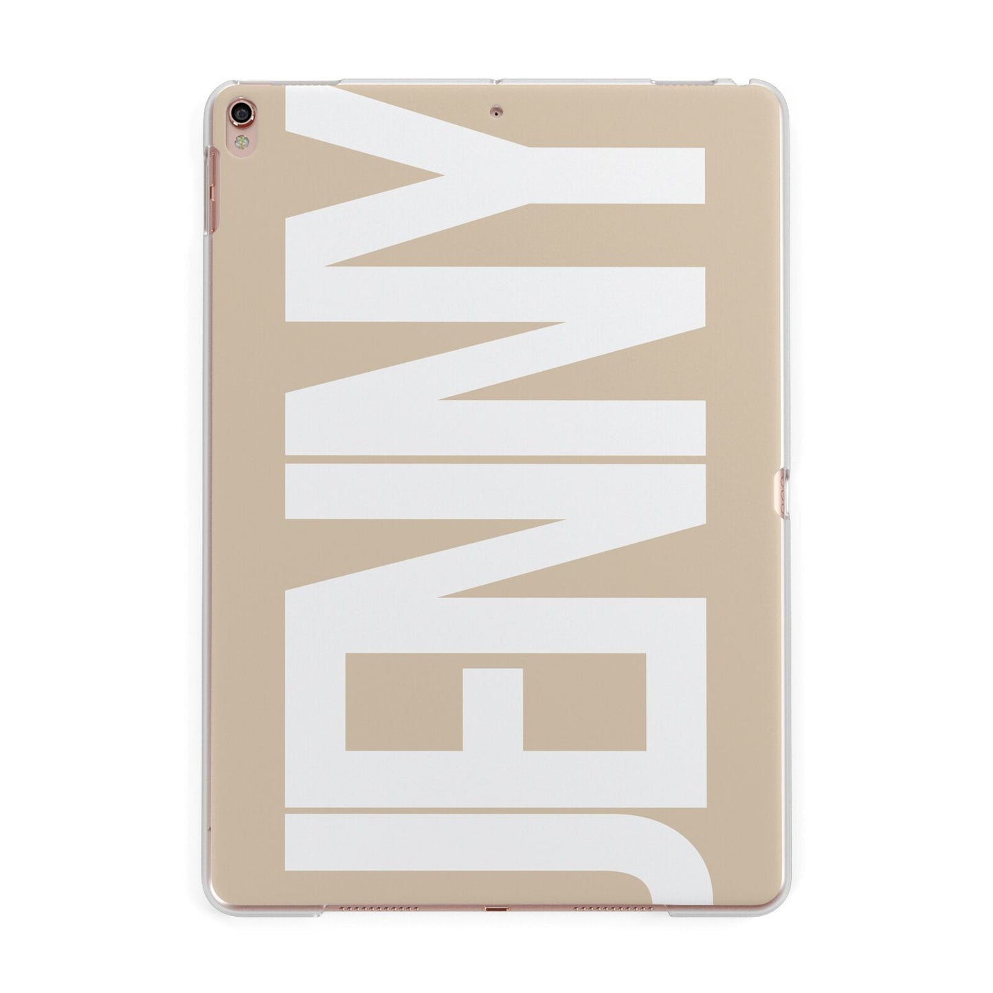 Taupe with Bold White Name Apple iPad Rose Gold Case