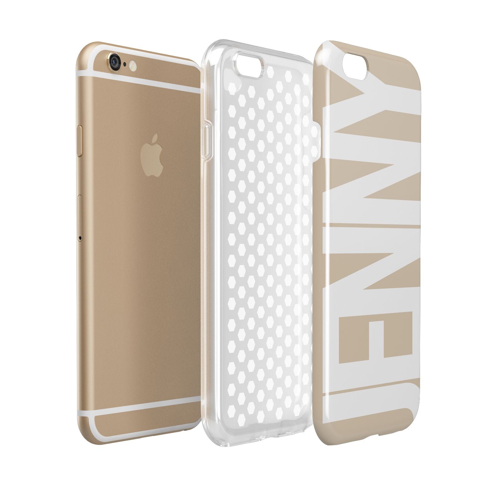 Taupe with Bold White Name Apple iPhone 6 3D Tough Case Expanded view