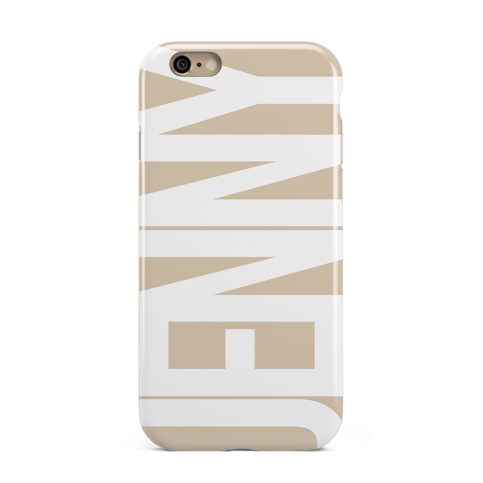 Taupe with Bold White Name Apple iPhone 6 3D Tough Case