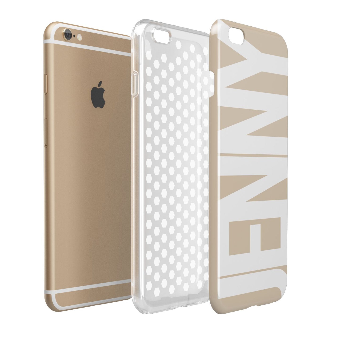 Taupe with Bold White Name Apple iPhone 6 Plus 3D Tough Case Expand Detail Image