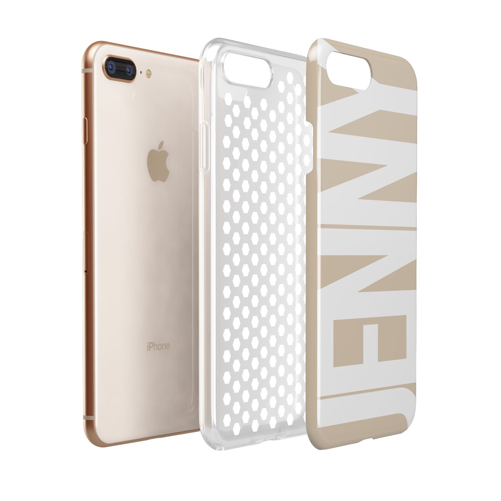 Taupe with Bold White Name Apple iPhone 7 8 Plus 3D Tough Case Expanded View