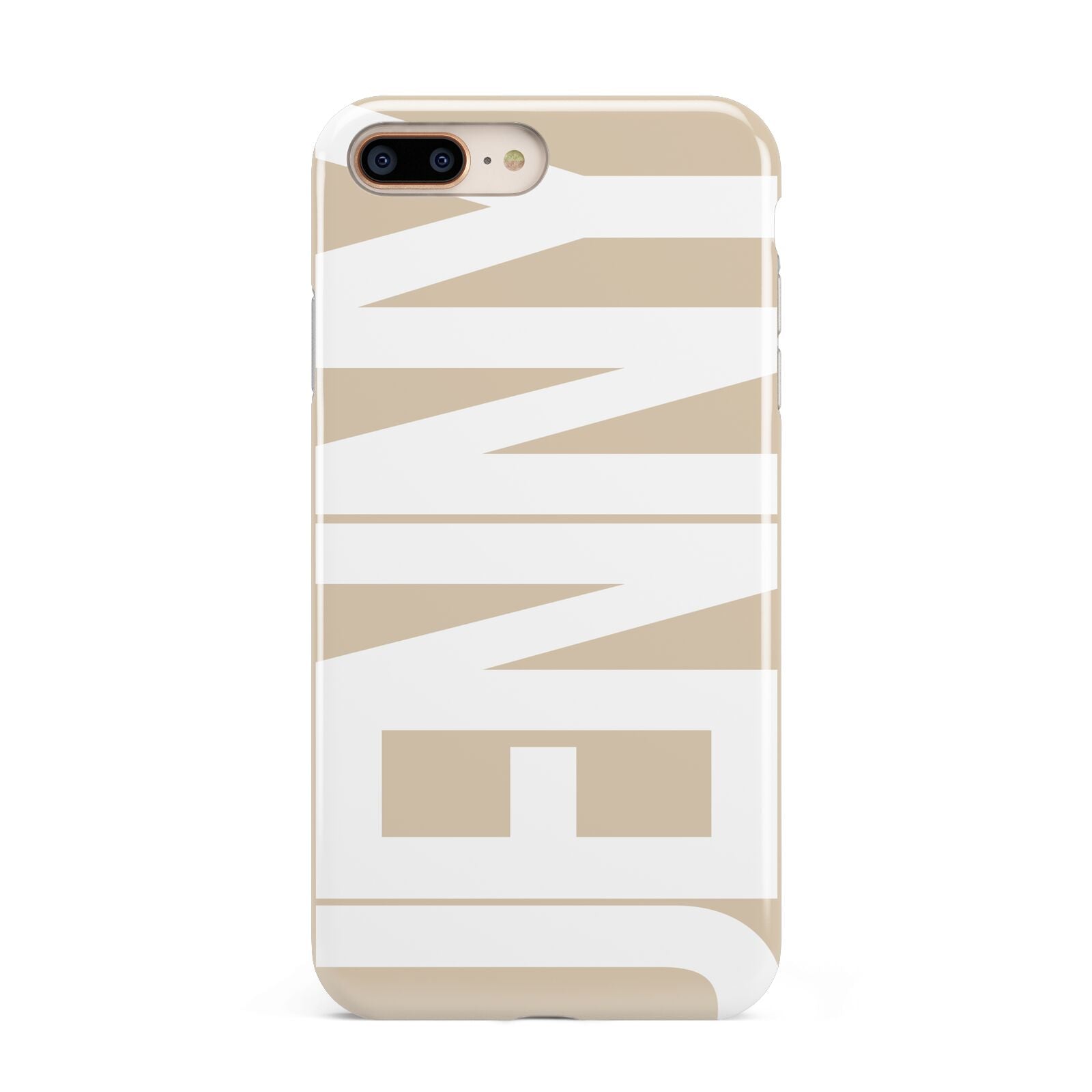 Taupe with Bold White Name Apple iPhone 7 8 Plus 3D Tough Case