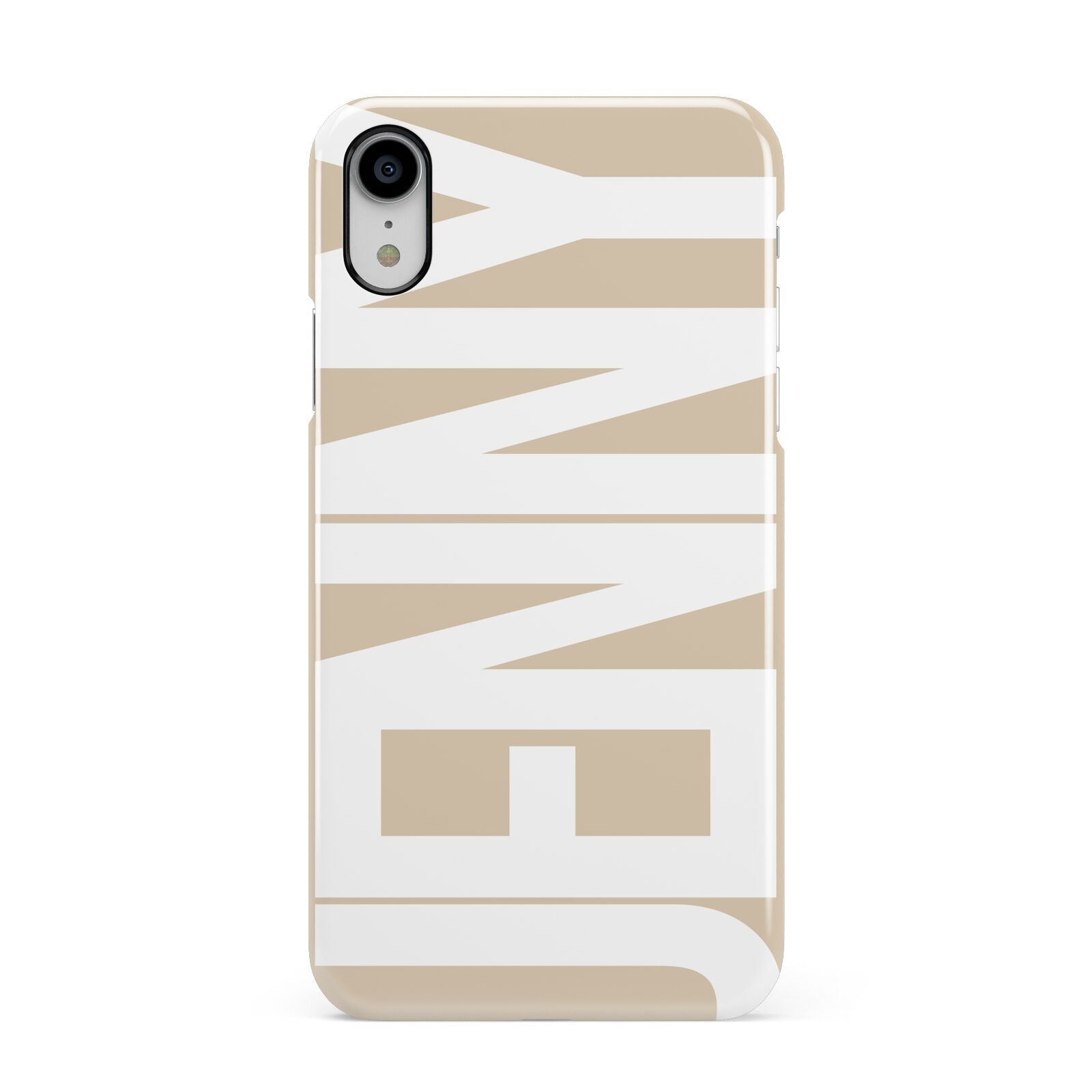 Taupe with Bold White Name Apple iPhone XR White 3D Snap Case