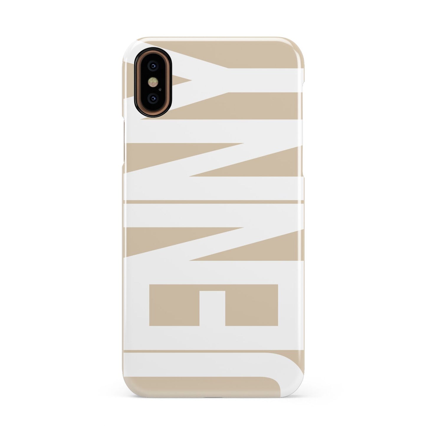 Taupe with Bold White Name Apple iPhone XS 3D Snap Case