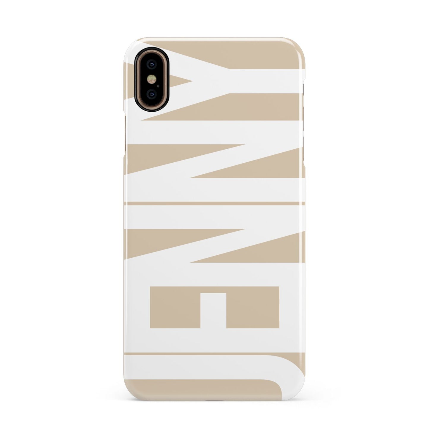 Taupe with Bold White Name Apple iPhone Xs Max 3D Snap Case