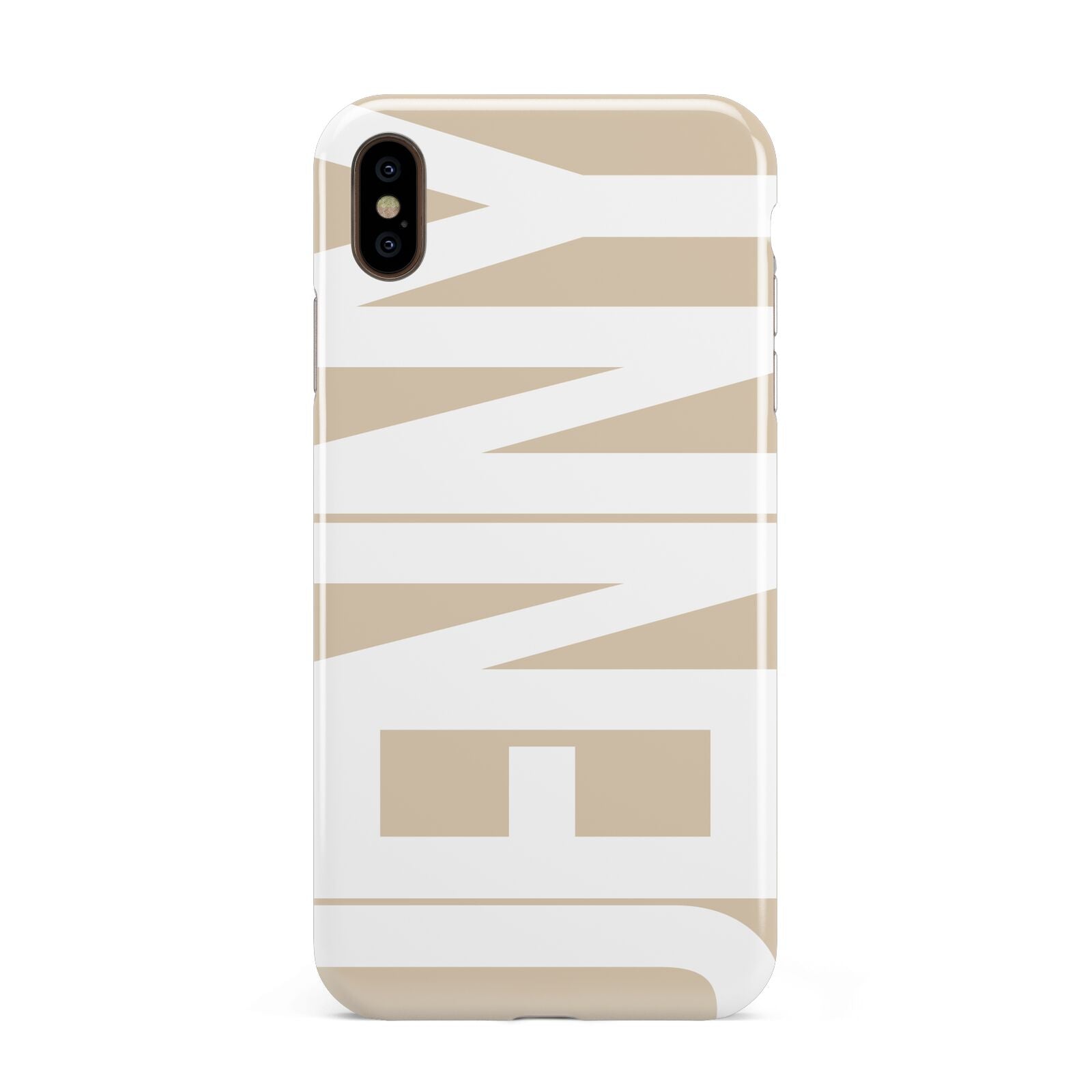 Taupe with Bold White Name Apple iPhone Xs Max 3D Tough Case