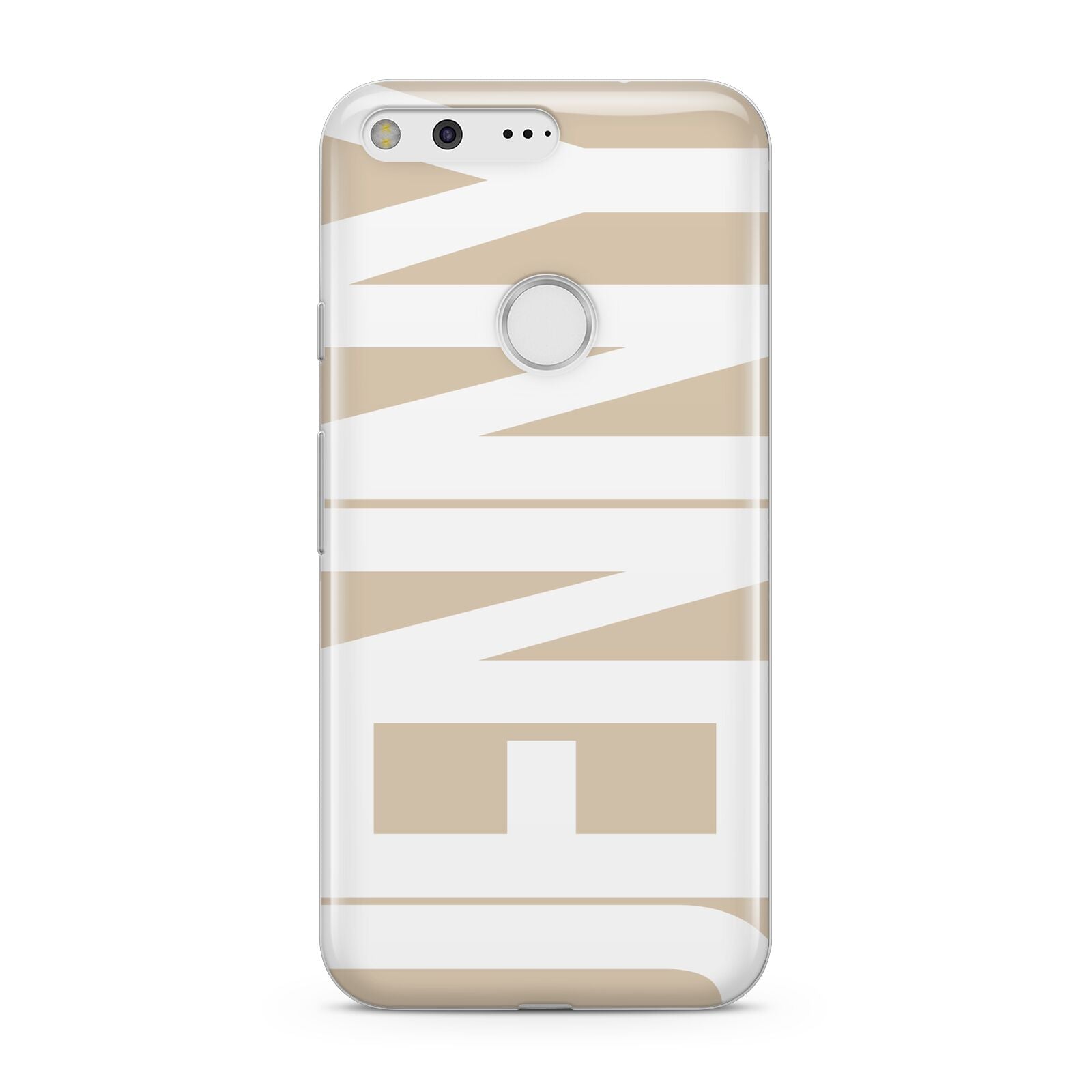 Taupe with Bold White Name Google Pixel Case