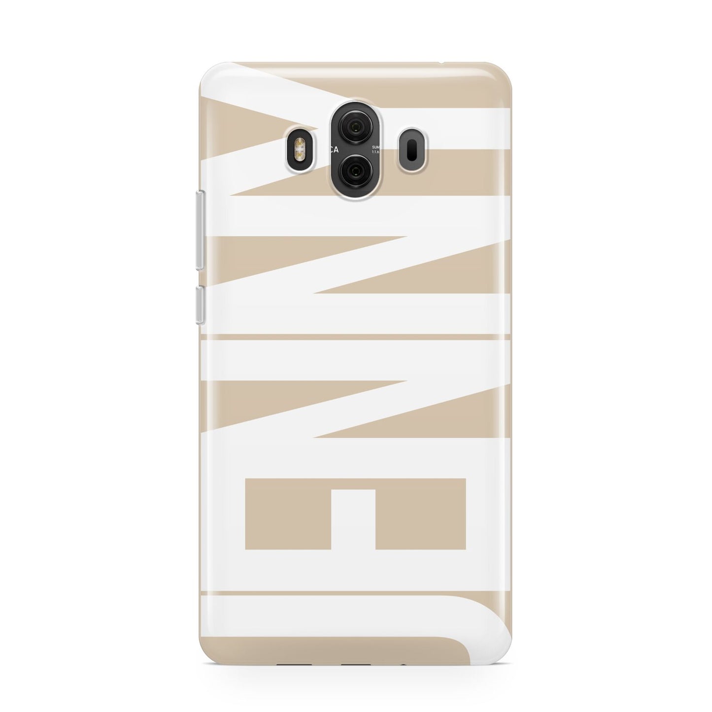 Taupe with Bold White Name Huawei Mate 10 Protective Phone Case