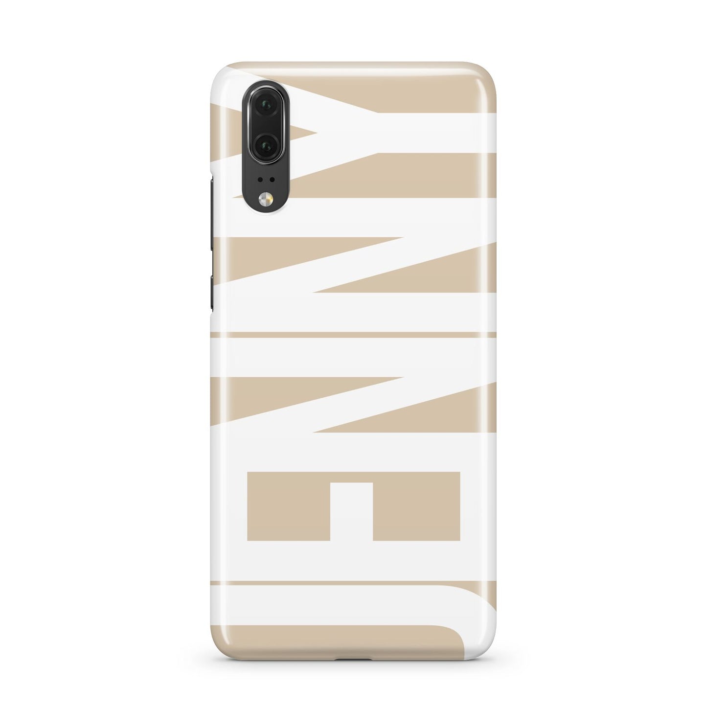 Taupe with Bold White Name Huawei P20 Phone Case