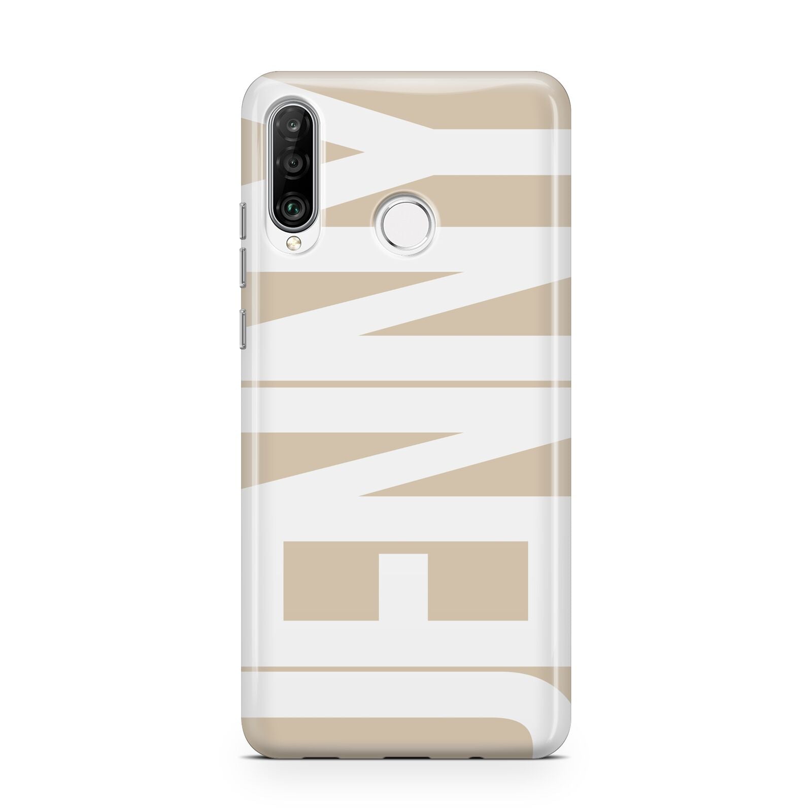 Taupe with Bold White Name Huawei P30 Lite Phone Case