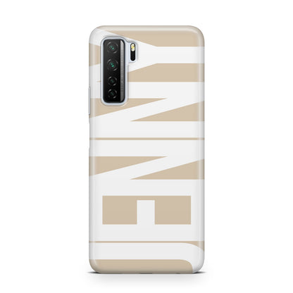 Taupe with Bold White Name Huawei P40 Lite 5G Phone Case