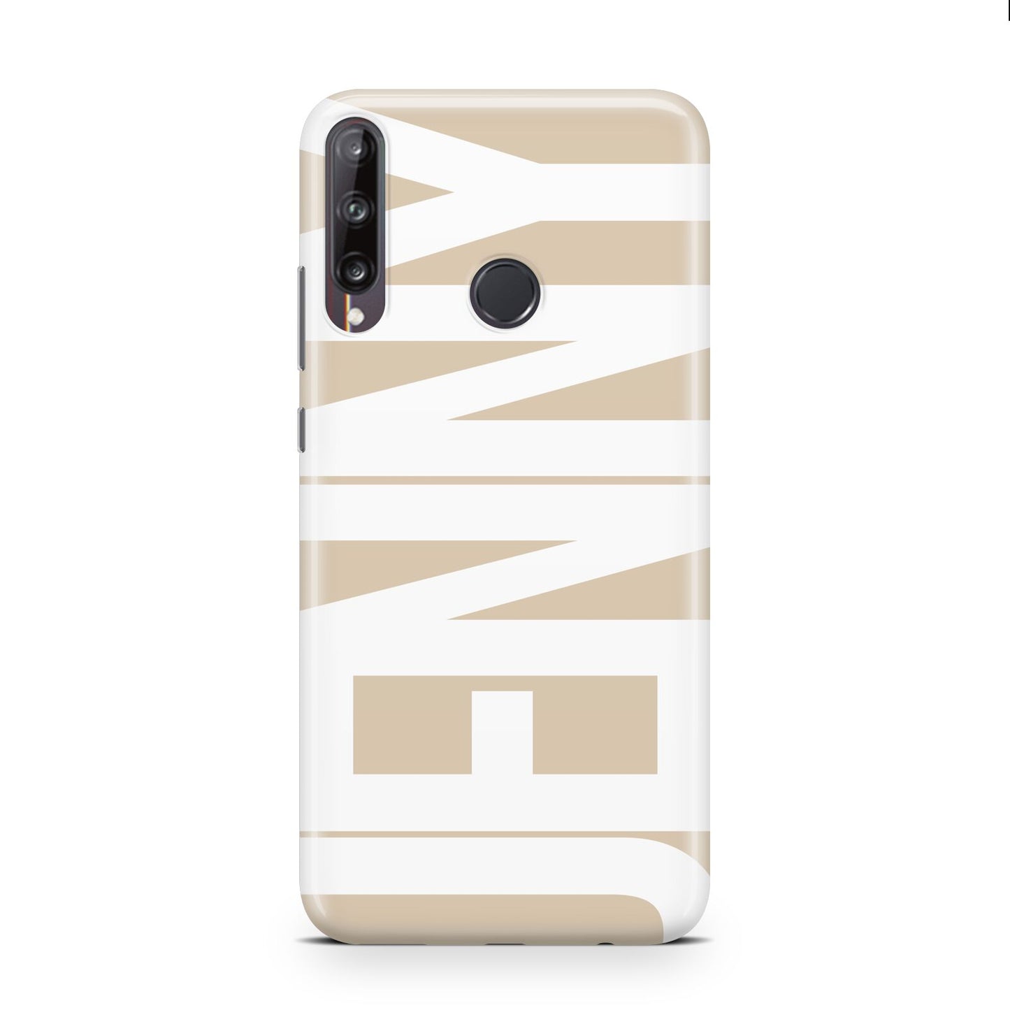 Taupe with Bold White Name Huawei P40 Lite E Phone Case