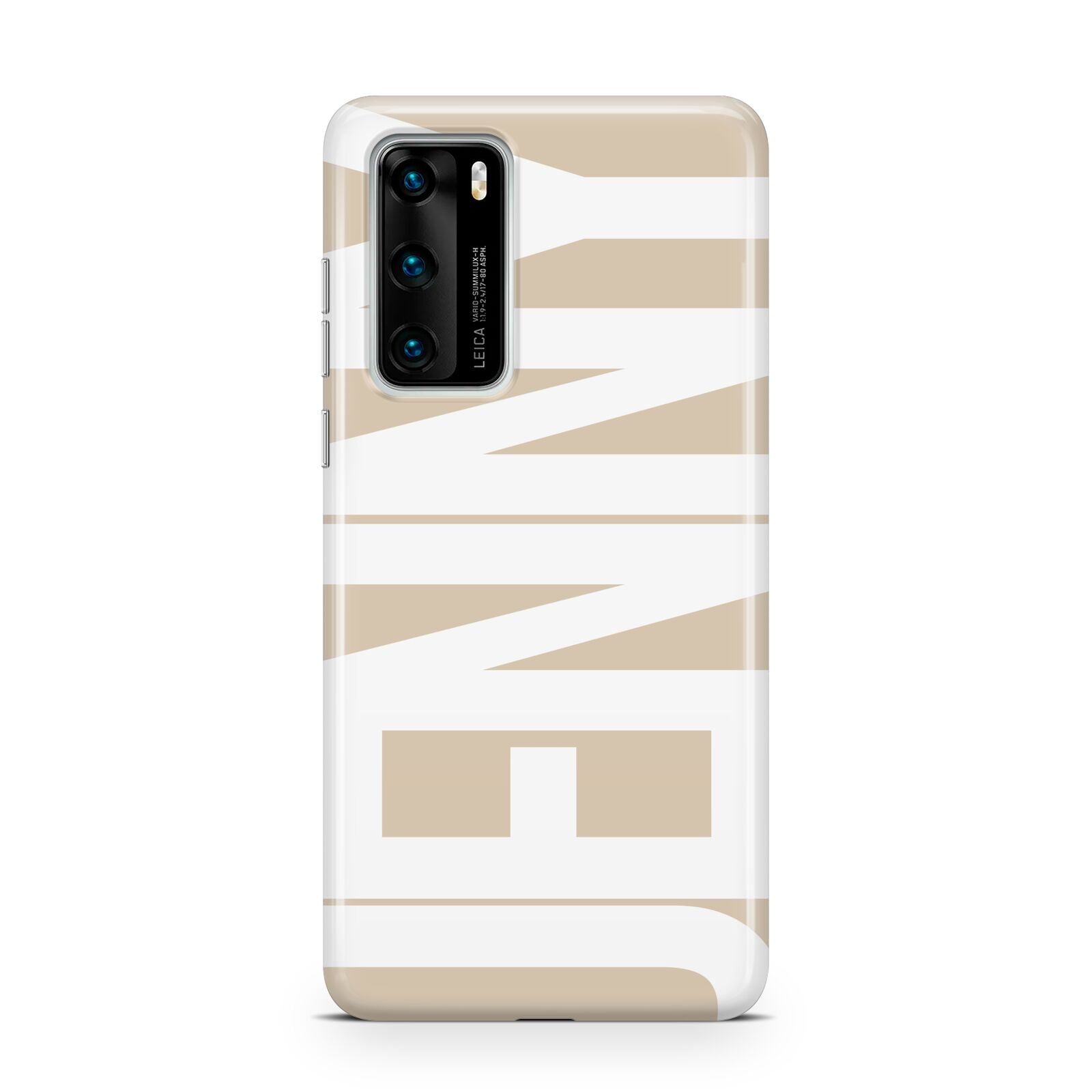 Taupe with Bold White Name Huawei P40 Phone Case