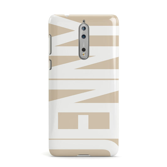 Taupe with Bold White Name Nokia Case