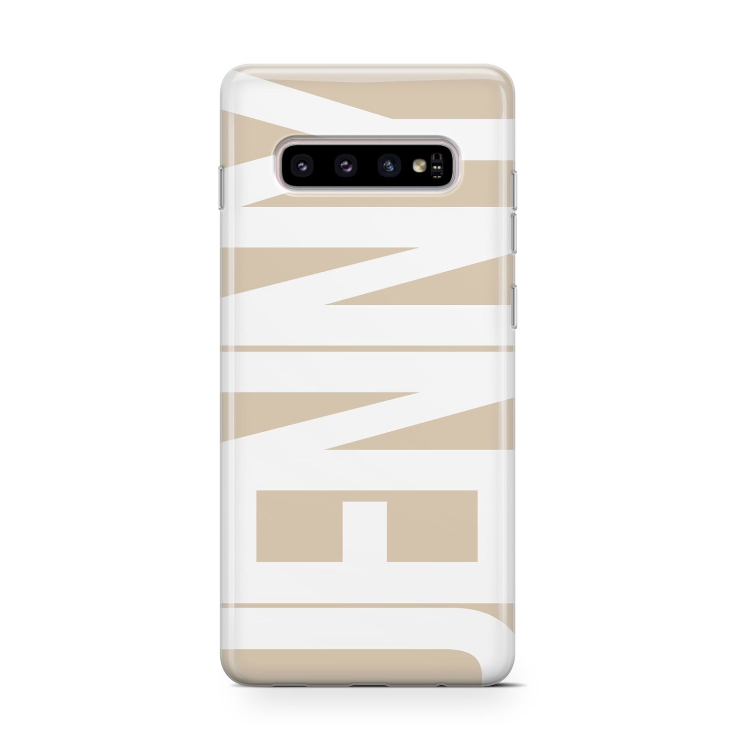 Taupe with Bold White Name Protective Samsung Galaxy Case