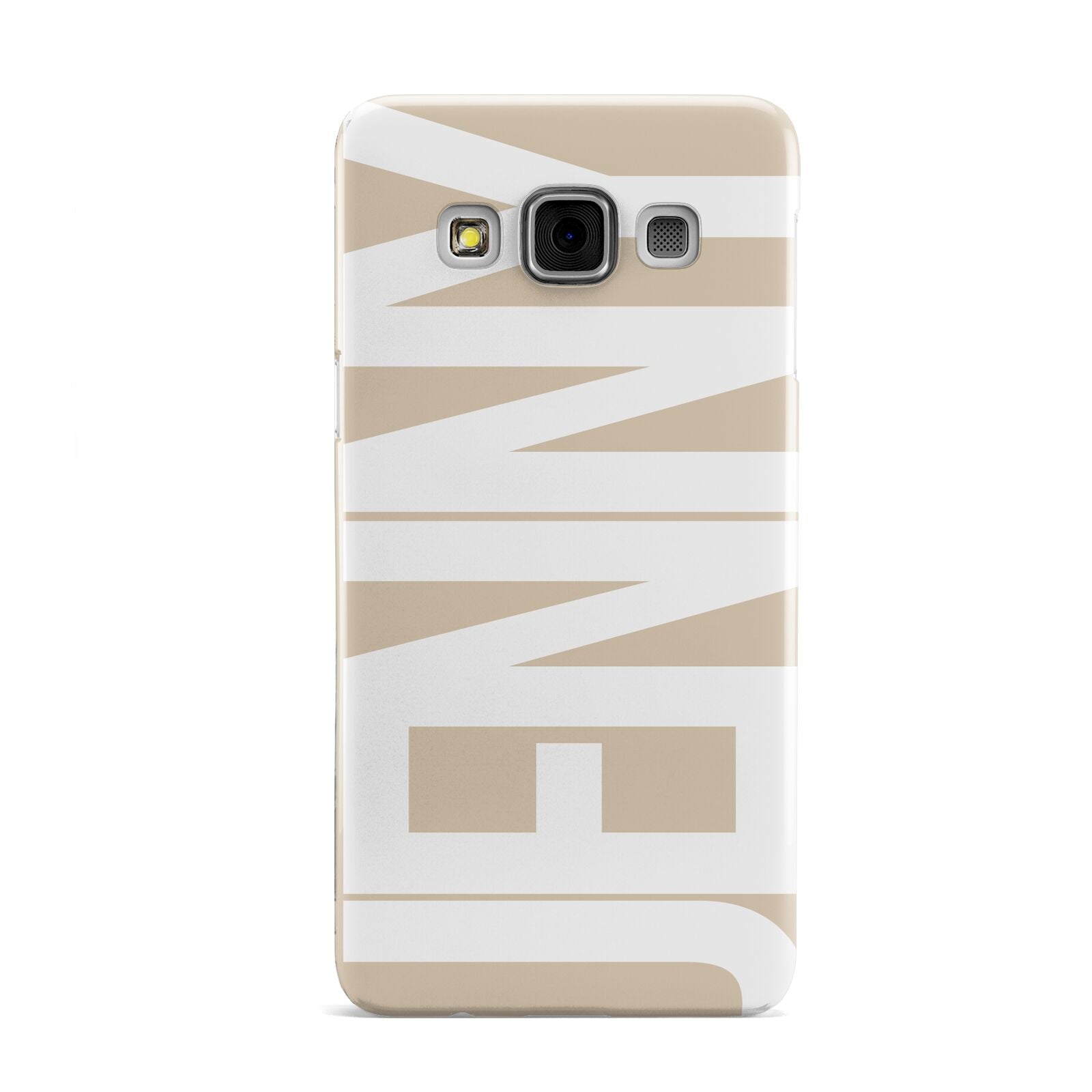 Taupe with Bold White Name Samsung Galaxy A3 Case