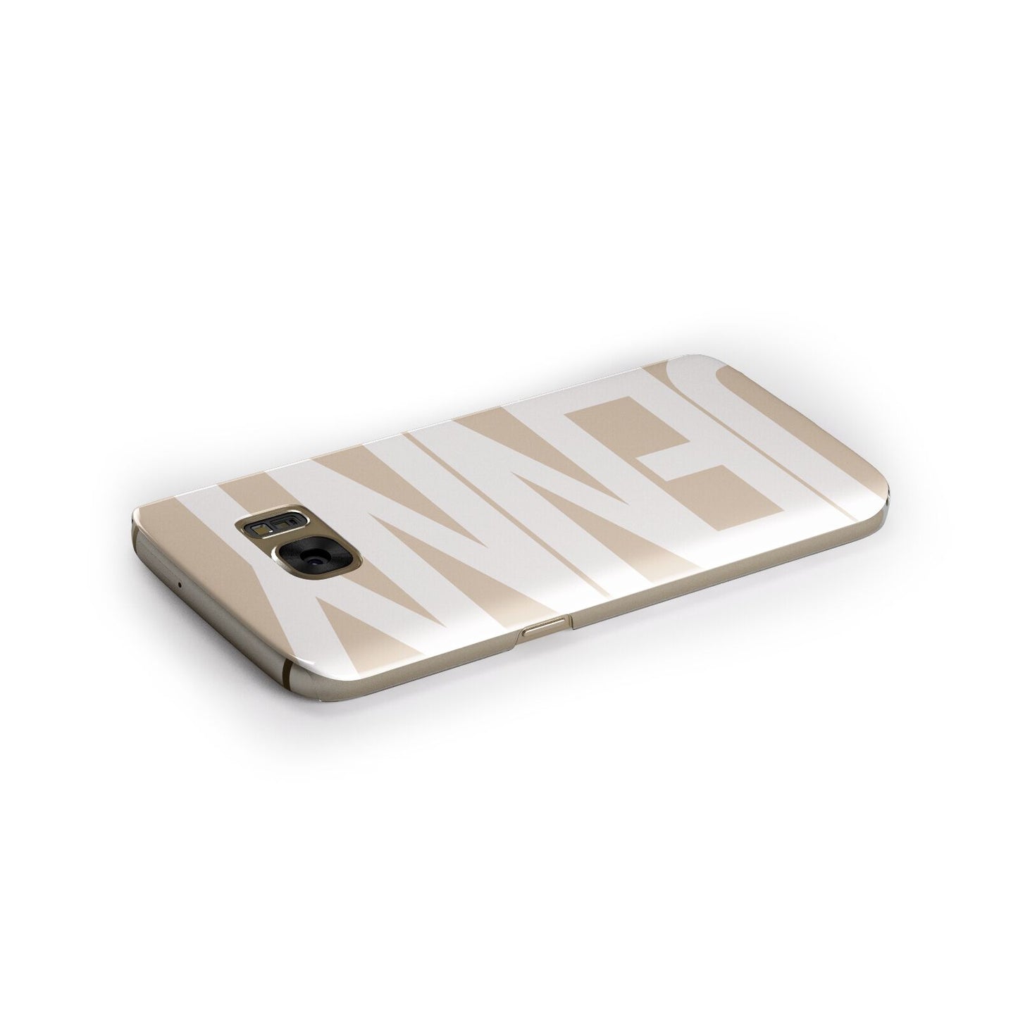 Taupe with Bold White Name Samsung Galaxy Case Side Close Up