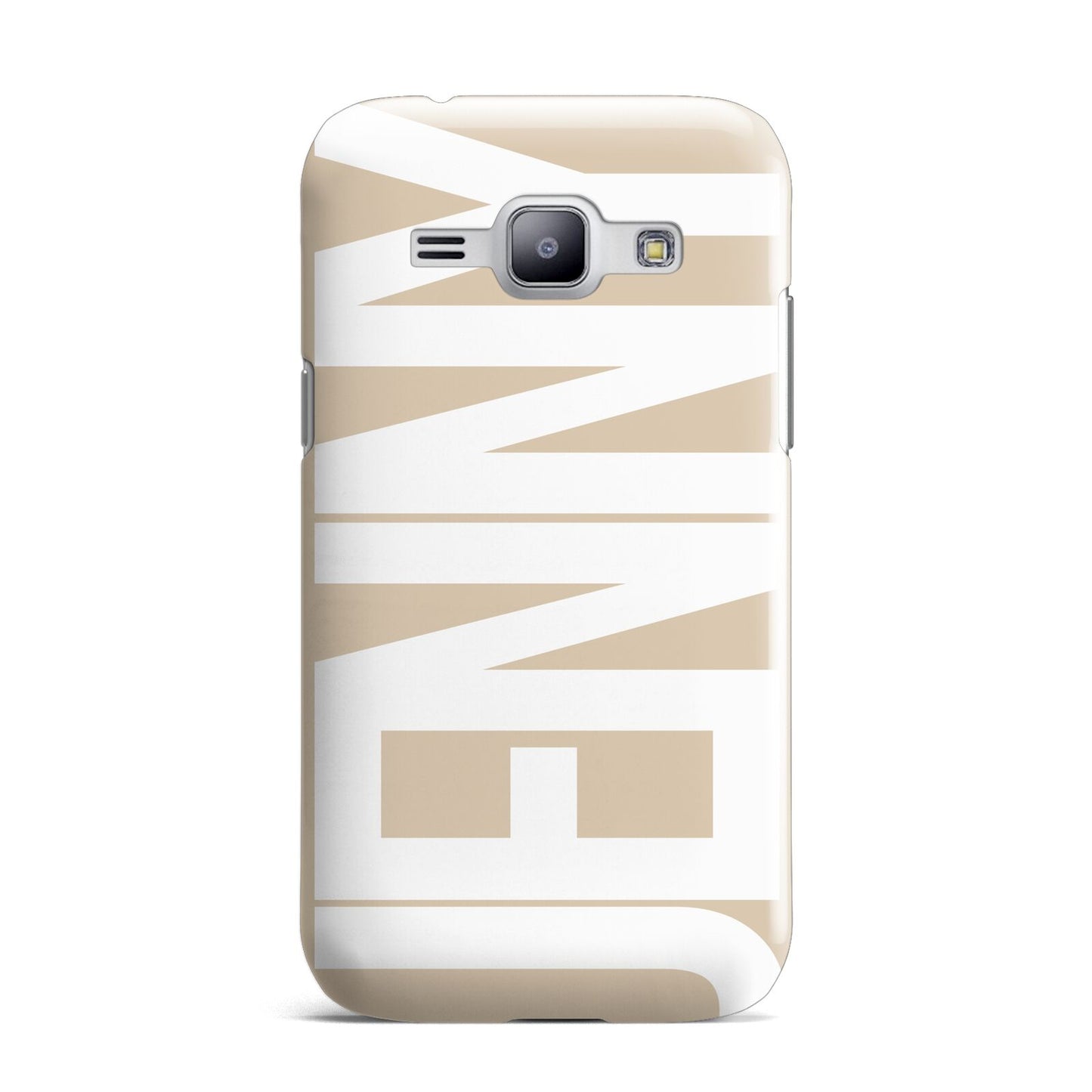 Taupe with Bold White Name Samsung Galaxy J1 2015 Case