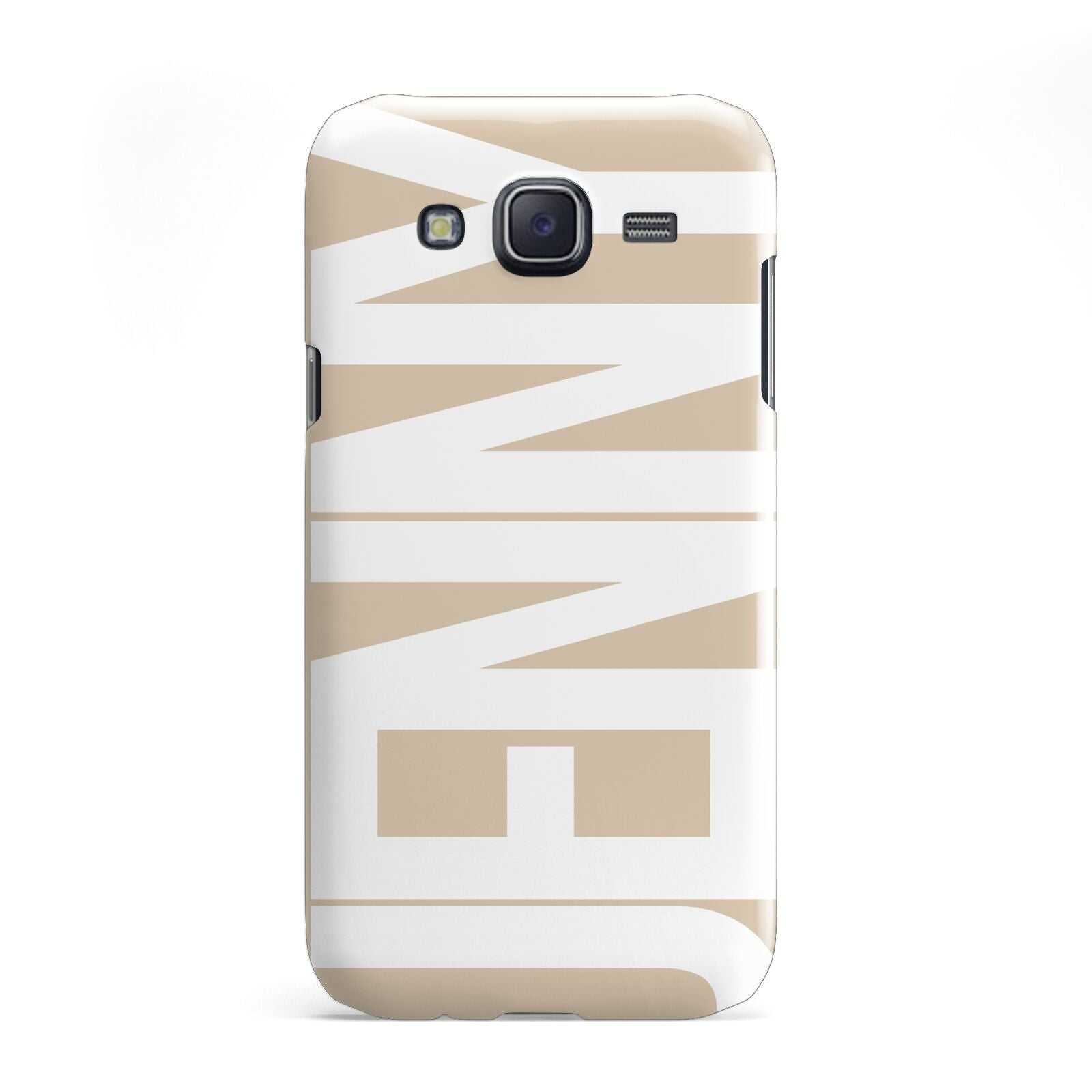 Taupe with Bold White Name Samsung Galaxy J5 Case