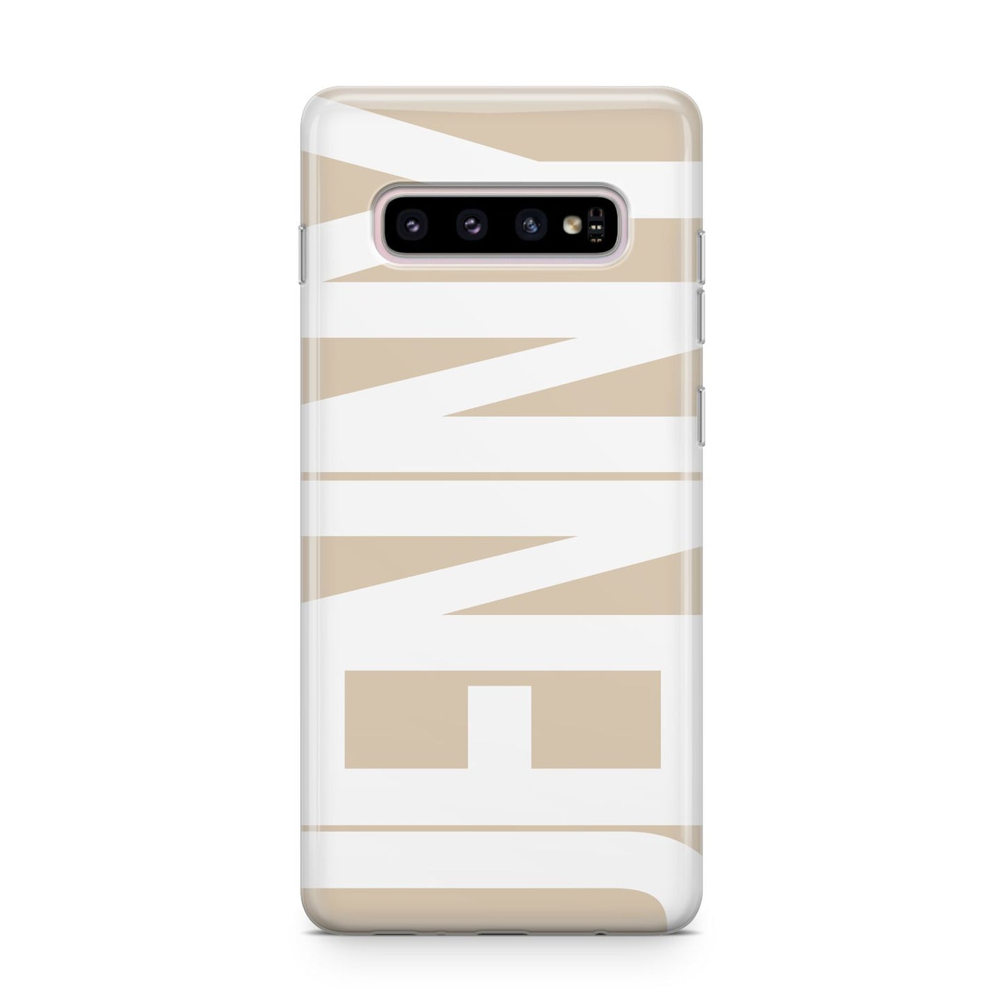 Taupe with Bold White Name Samsung Galaxy S10 Plus Case