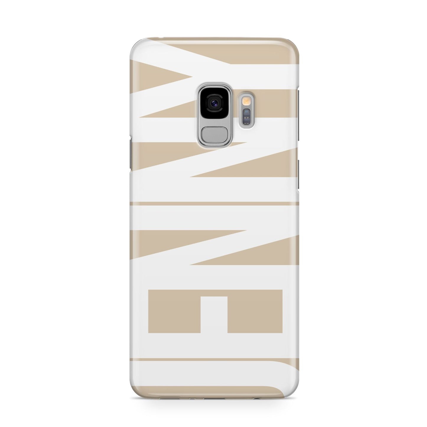 Taupe with Bold White Name Samsung Galaxy S9 Case