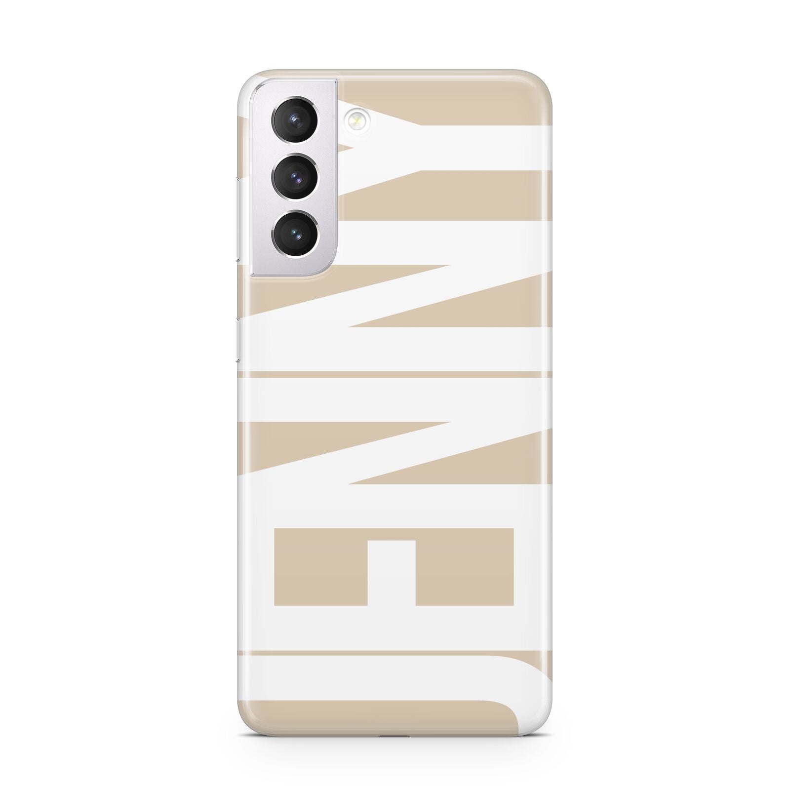 Taupe with Bold White Name Samsung S21 Case