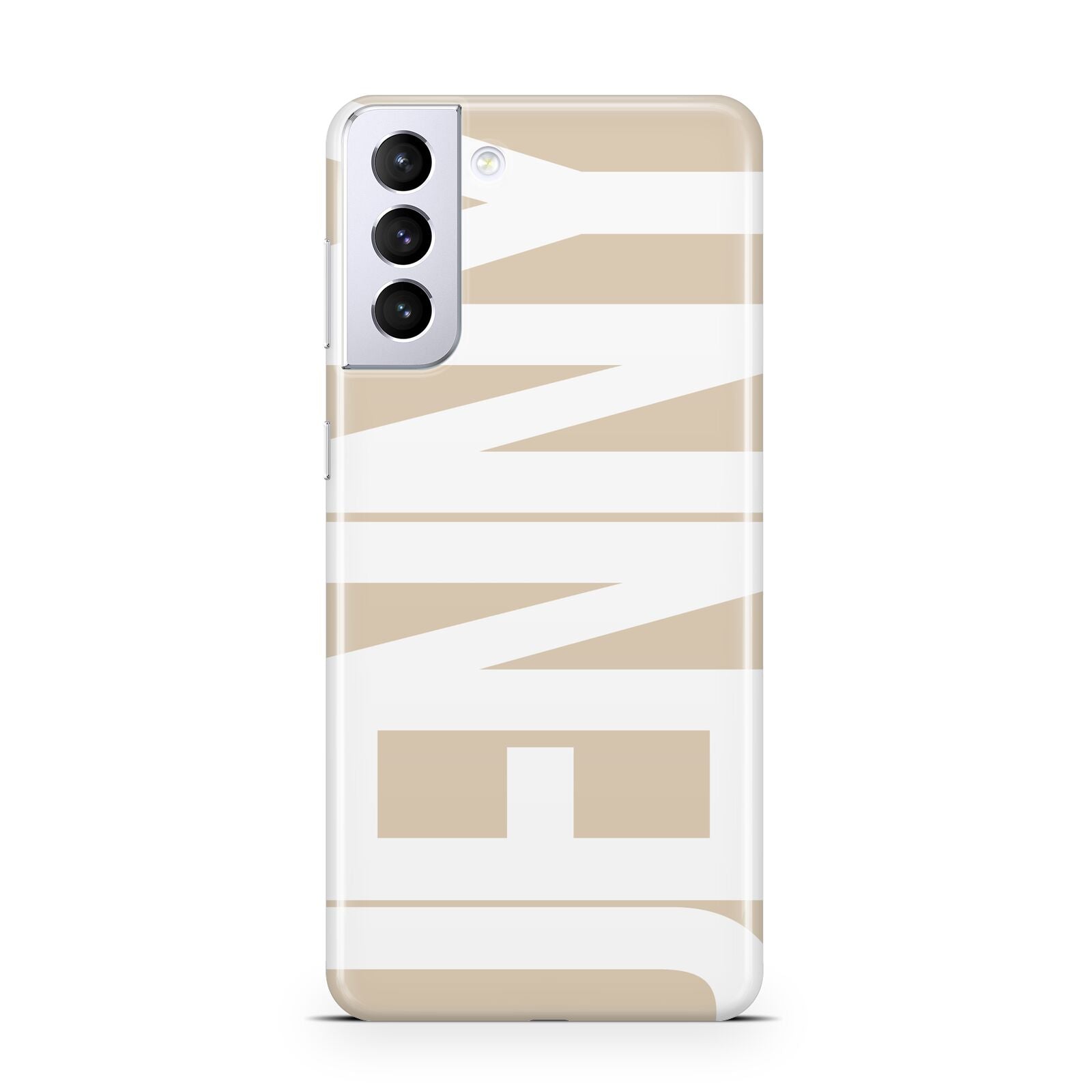 Taupe with Bold White Name Samsung S21 Plus Case