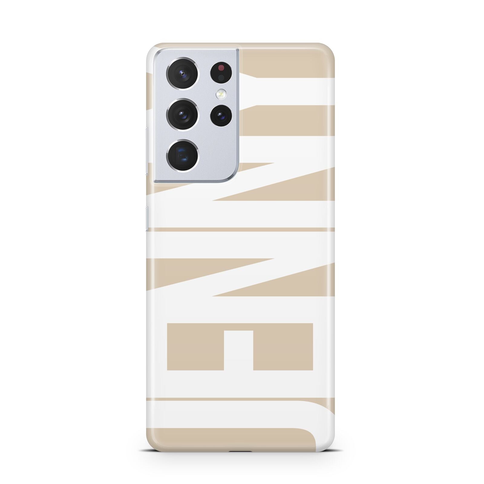 Taupe with Bold White Name Samsung S21 Ultra Case