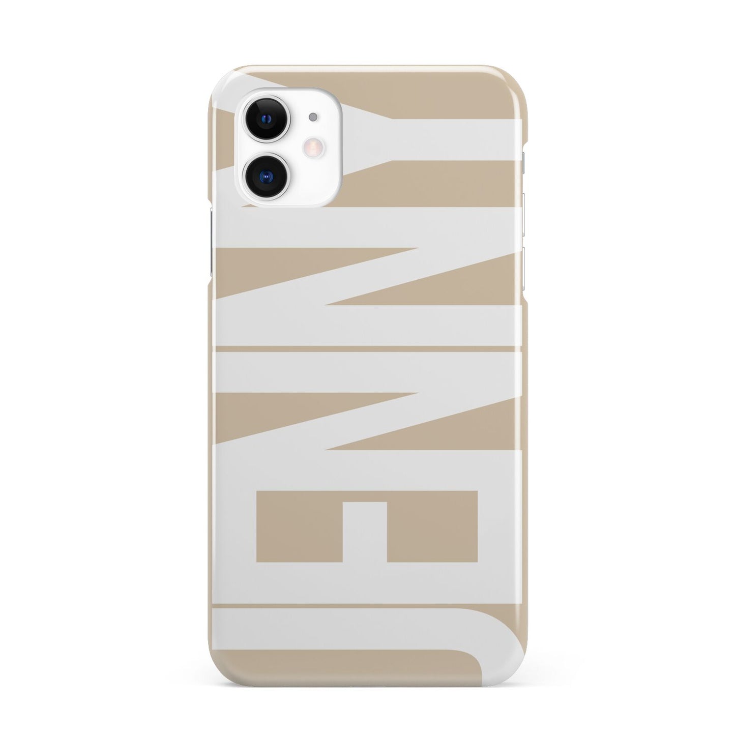 Taupe with Bold White Name iPhone 11 3D Snap Case