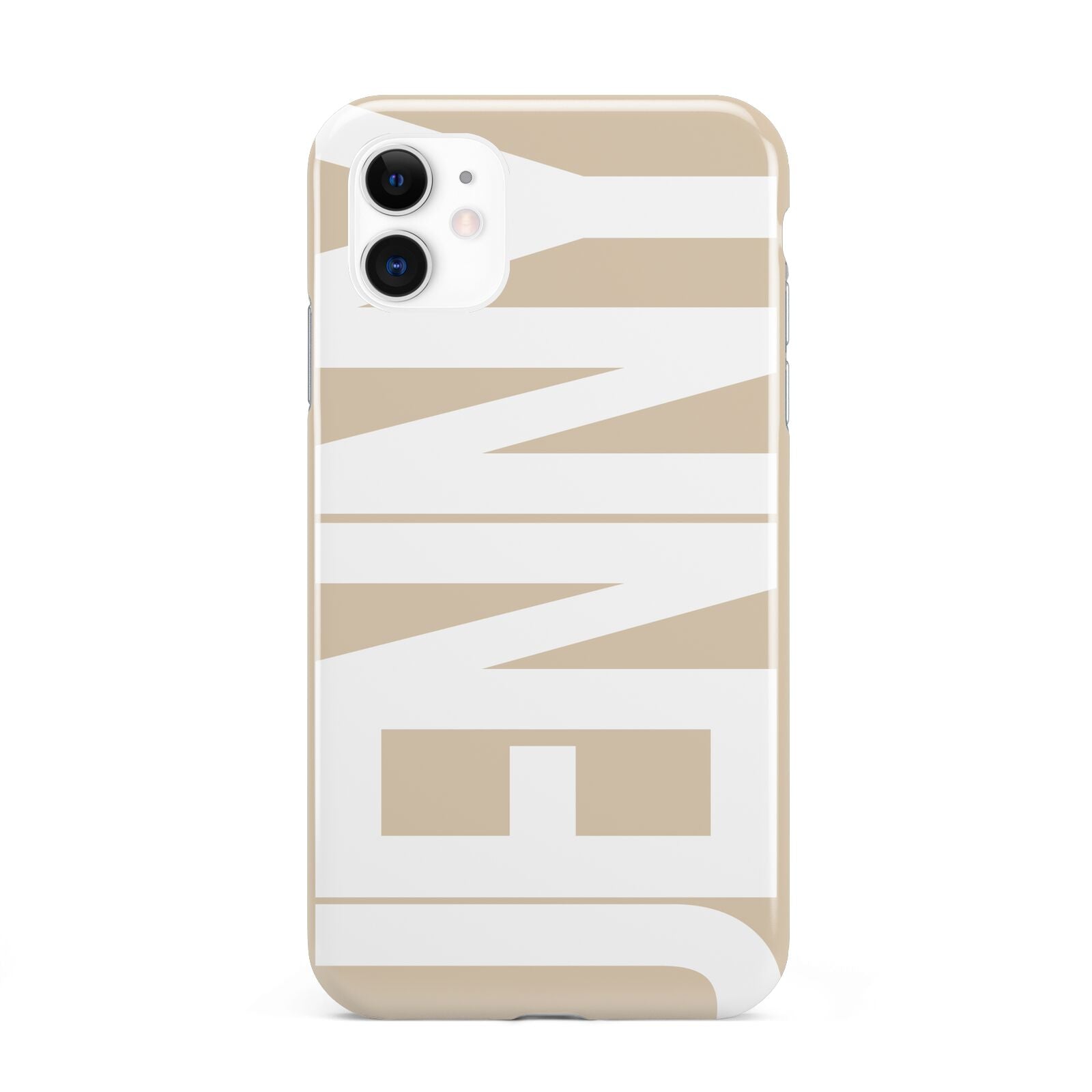 Taupe with Bold White Name iPhone 11 3D Tough Case