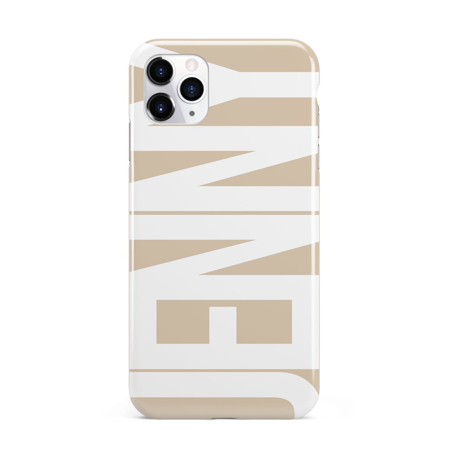 Taupe with Bold White Name iPhone 11 Pro Max 3D Tough Case