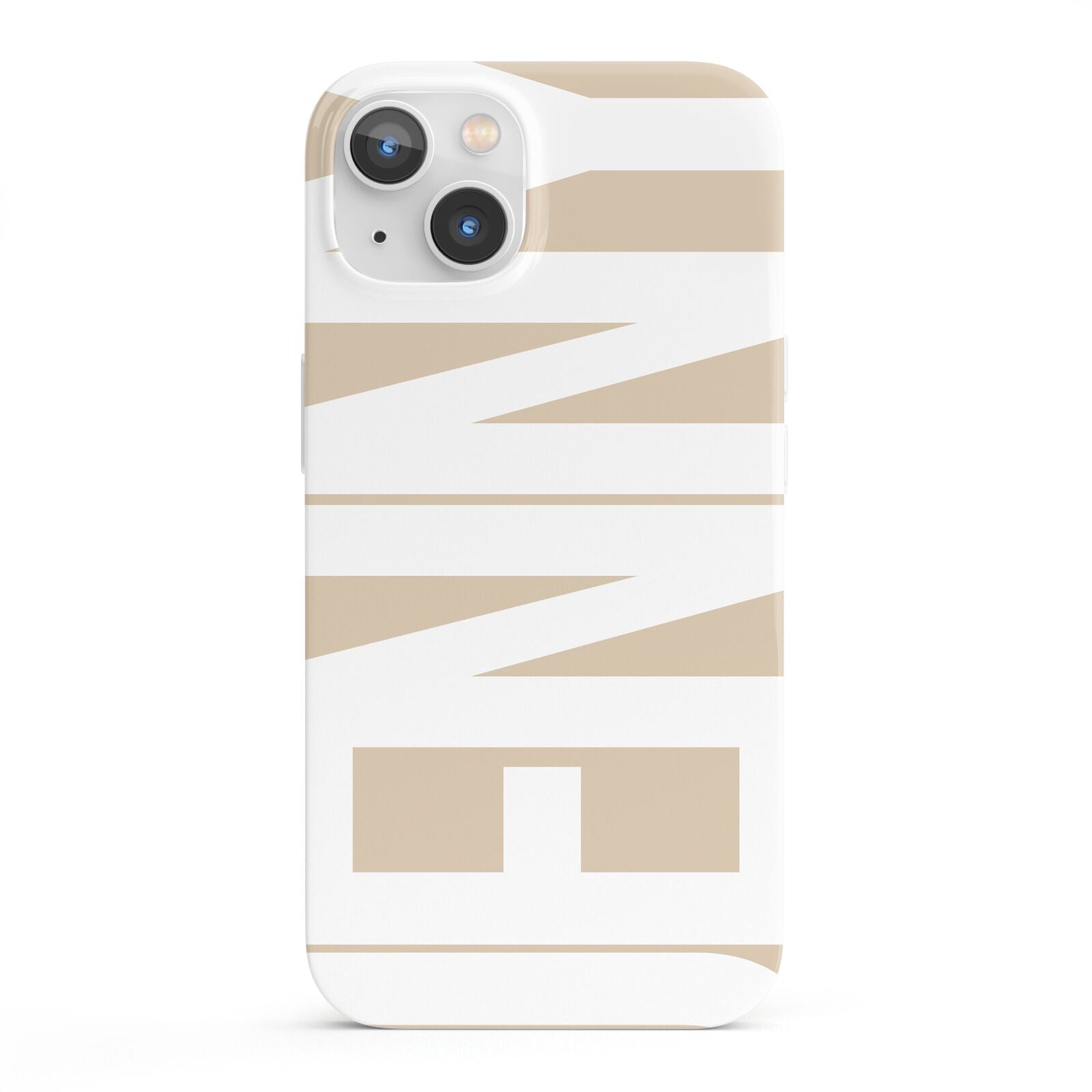 Taupe with Bold White Name iPhone 13 Full Wrap 3D Snap Case