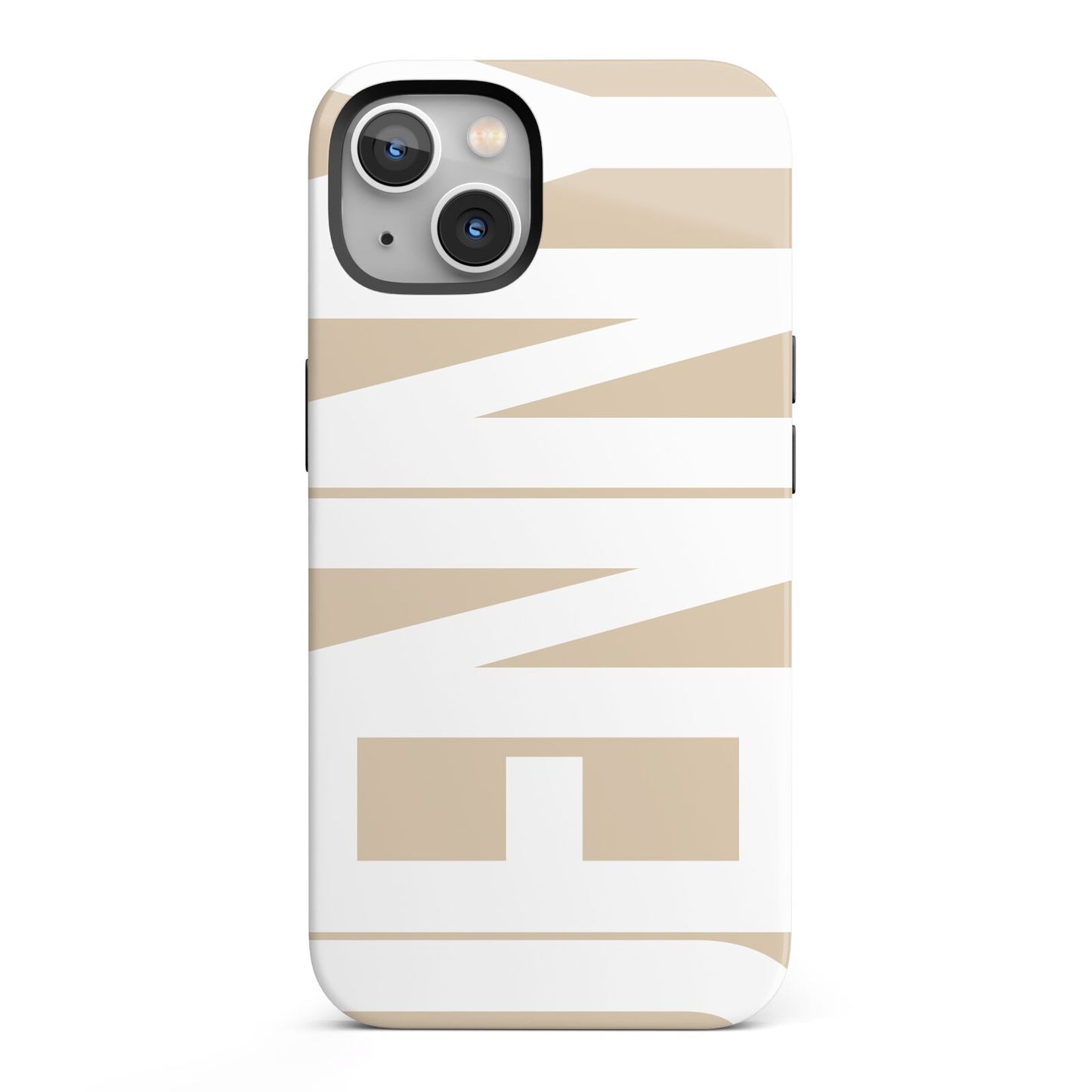 Taupe with Bold White Name iPhone 13 Full Wrap 3D Tough Case