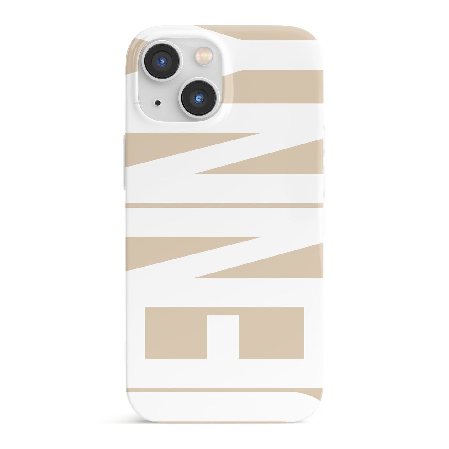 Taupe with Bold White Name iPhone 13 Mini Full Wrap 3D Snap Case