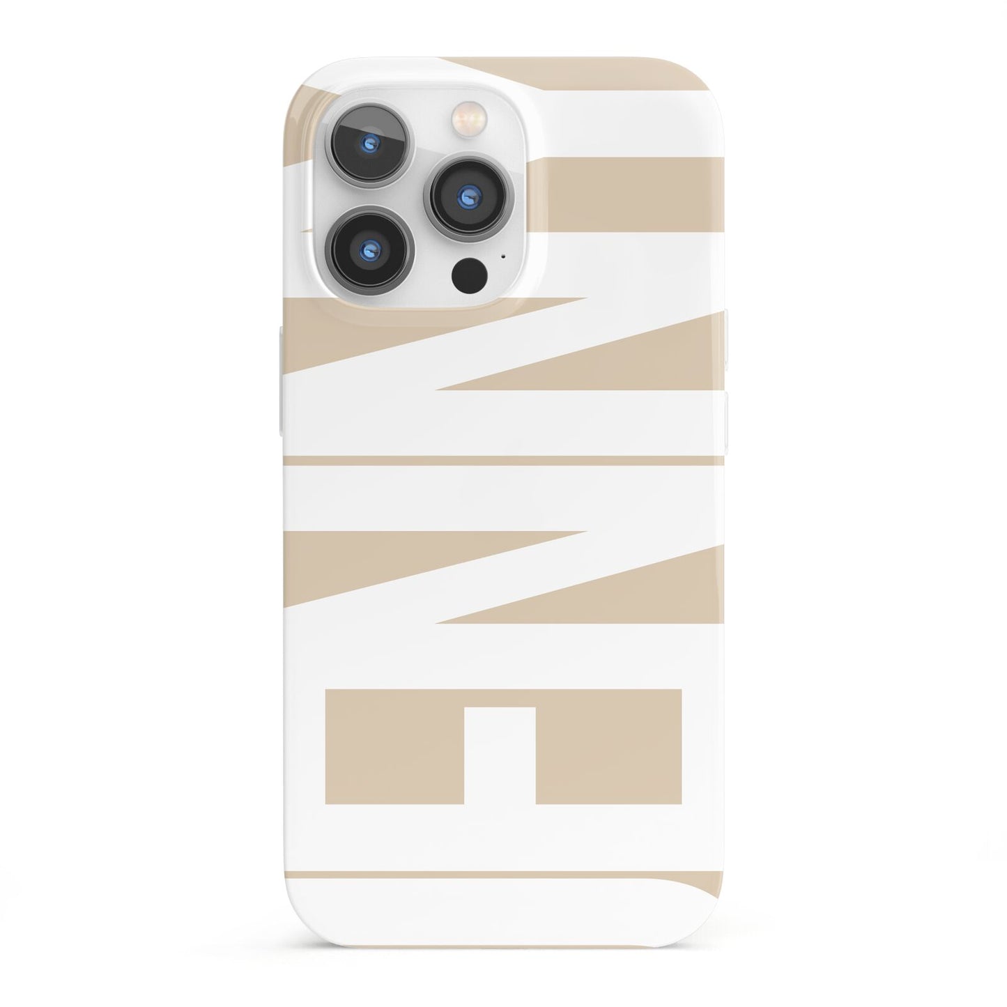 Taupe with Bold White Name iPhone 13 Pro Full Wrap 3D Snap Case