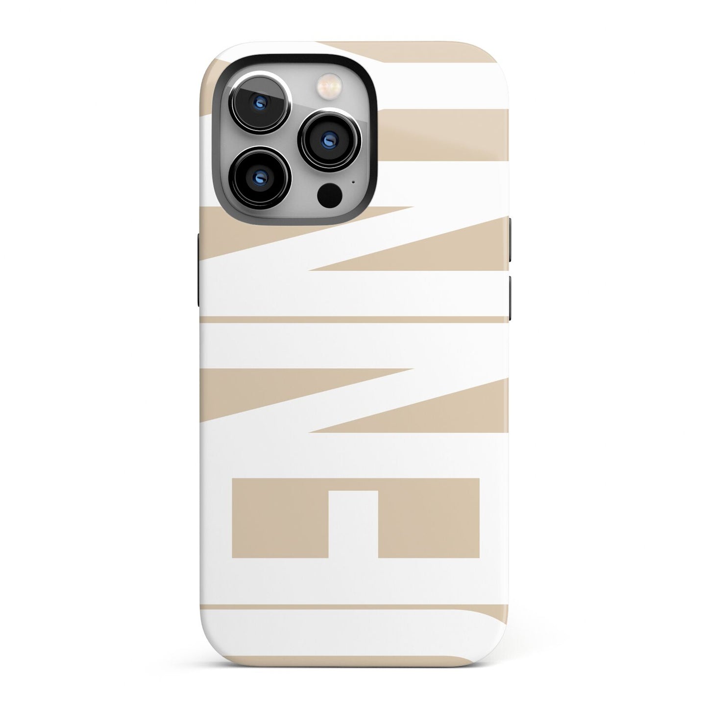 Taupe with Bold White Name iPhone 13 Pro Full Wrap 3D Tough Case