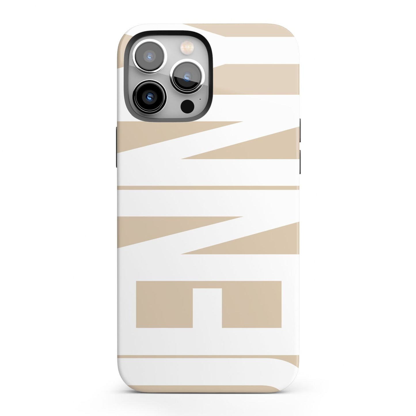 Taupe with Bold White Name iPhone 13 Pro Max Full Wrap 3D Tough Case