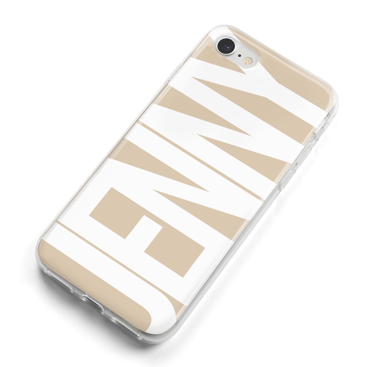 Taupe with Bold White Name iPhone 8 Bumper Case on Silver iPhone Alternative Image