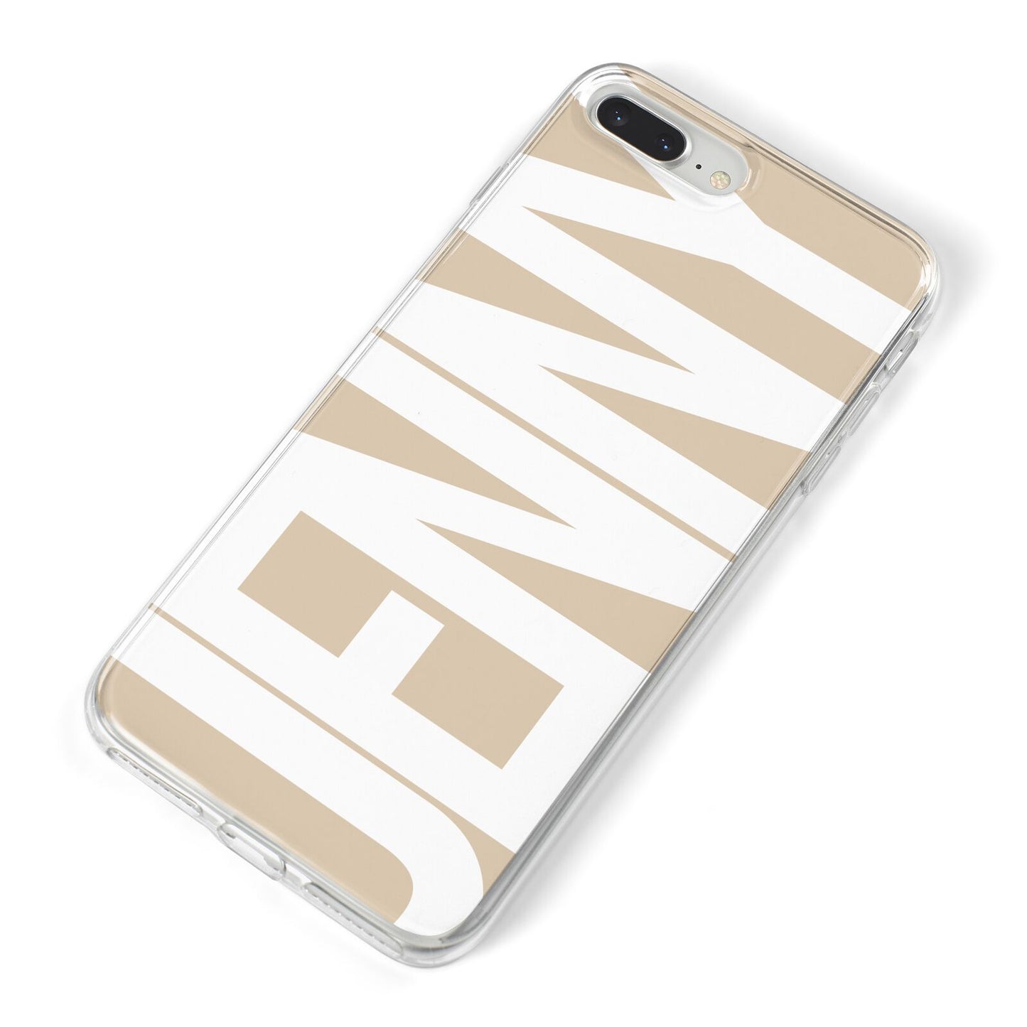 Taupe with Bold White Name iPhone 8 Plus Bumper Case on Silver iPhone Alternative Image