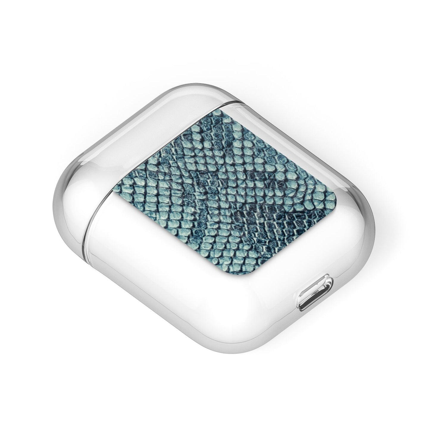 Teal Snakeskin AirPods Case Laid Flat