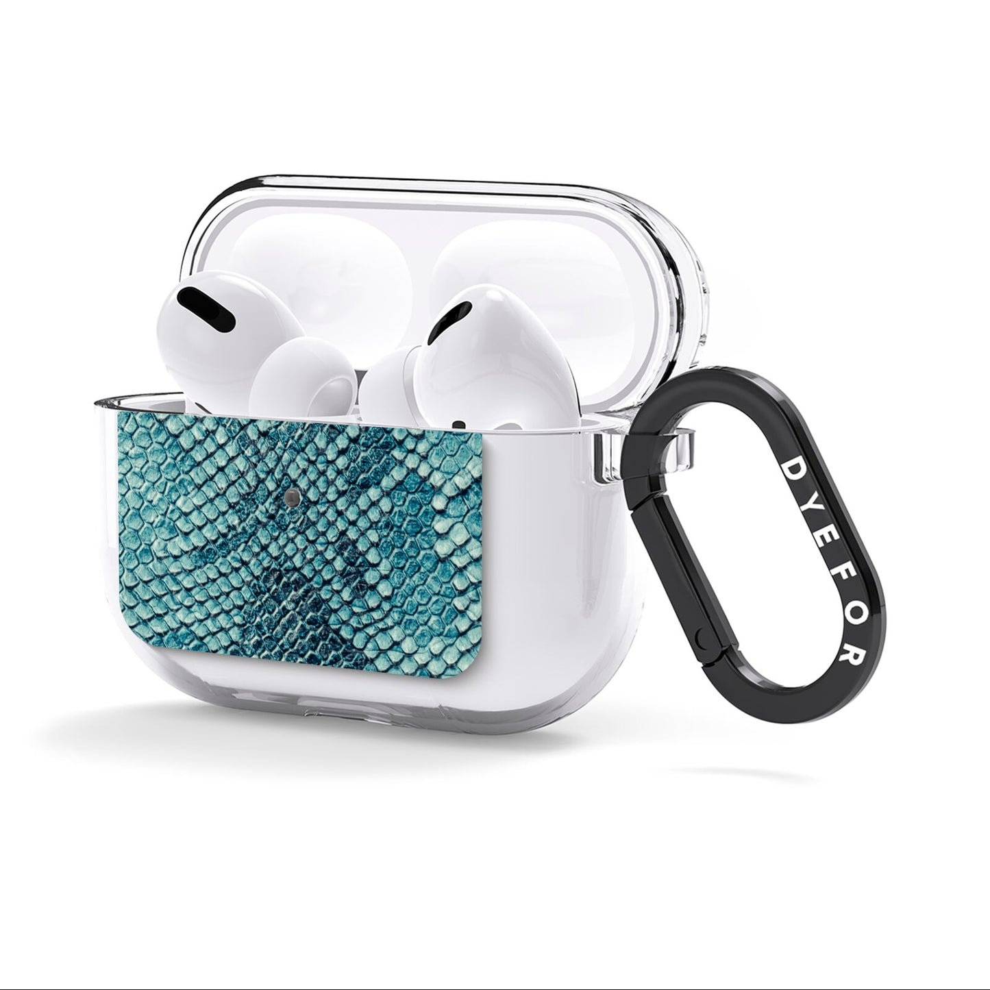 Teal Snakeskin AirPods Clear Case 3rd Gen Side Image