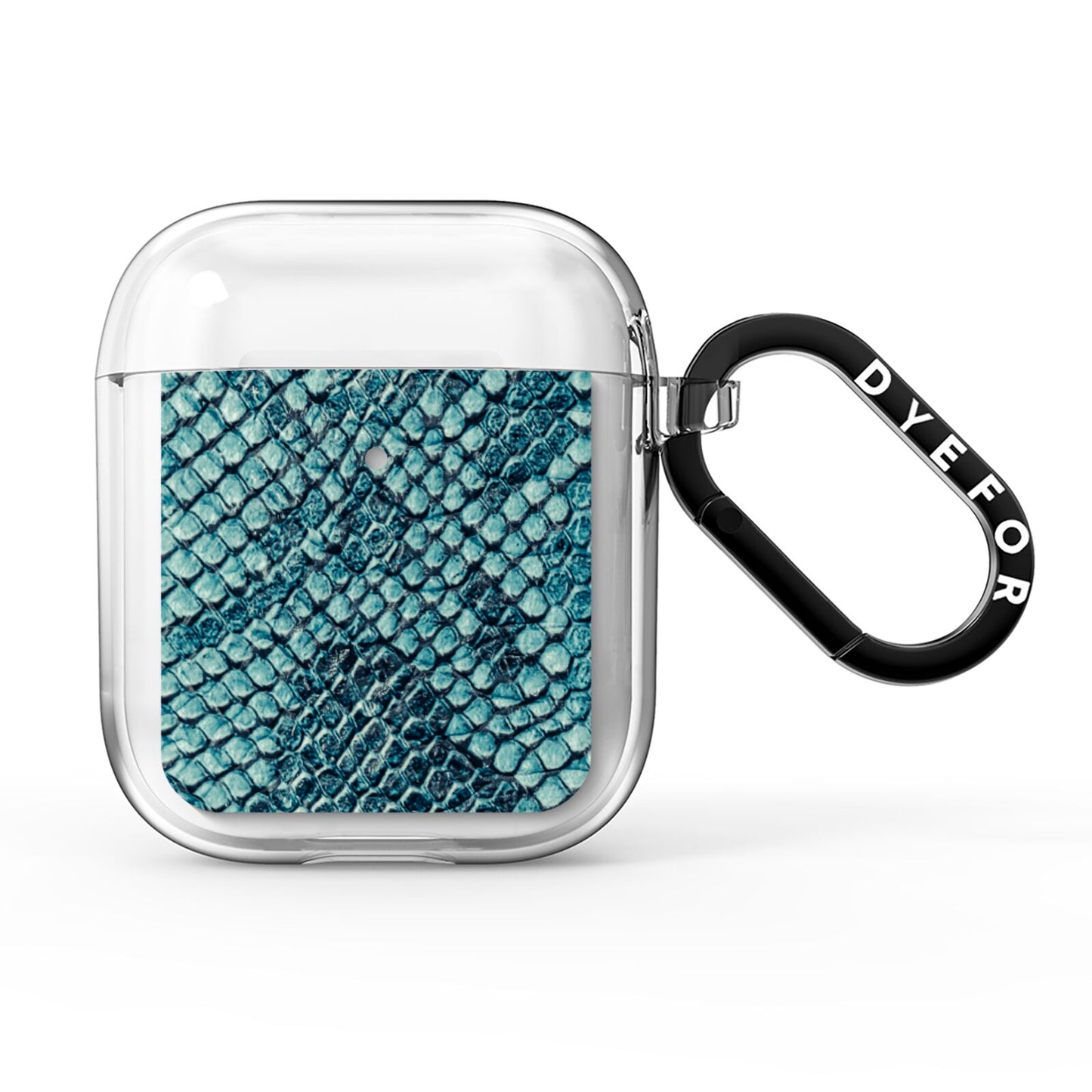 Teal Snakeskin AirPods Clear Case