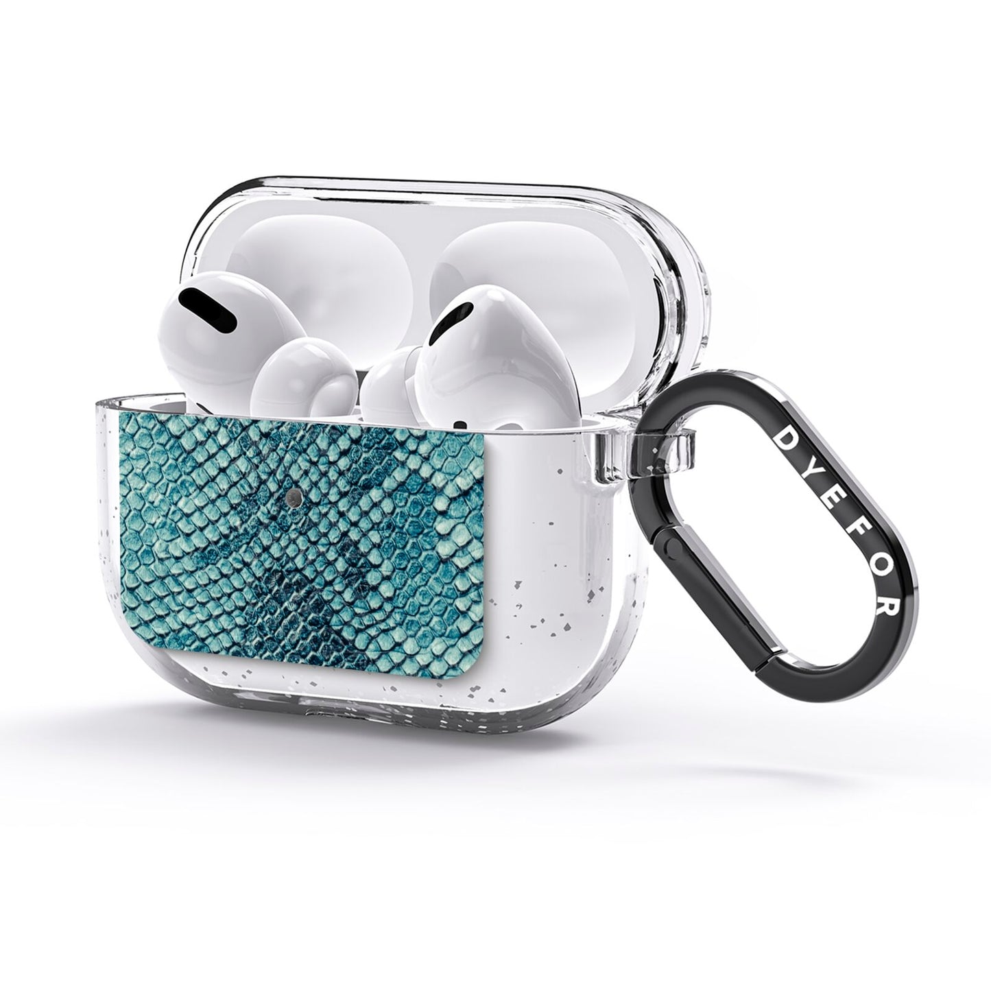 Teal Snakeskin AirPods Glitter Case 3rd Gen Side Image