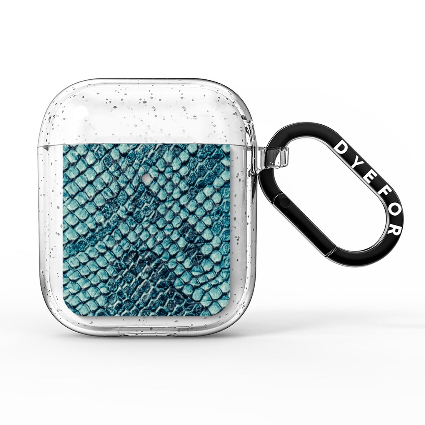 Teal Snakeskin AirPods Glitter Case