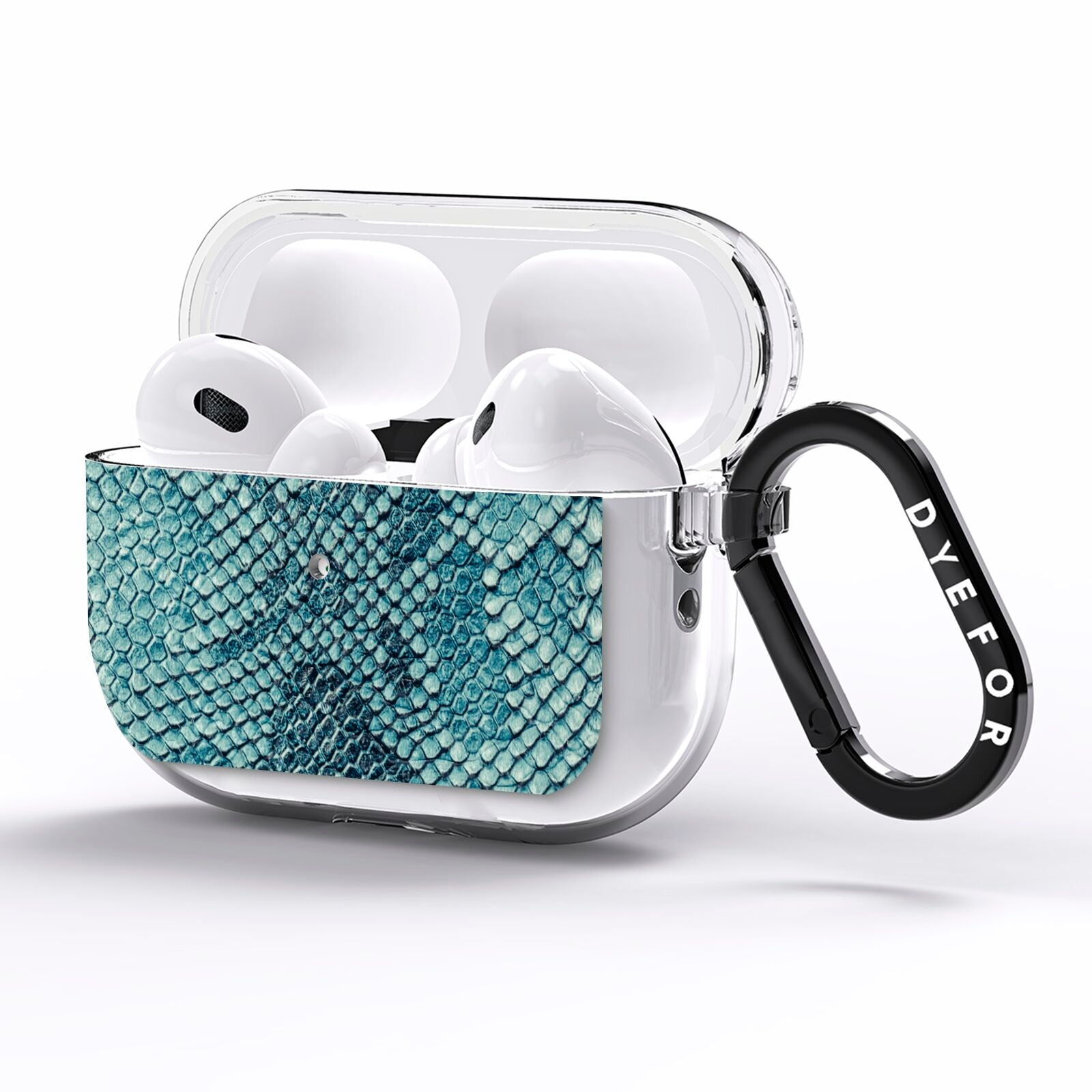 Teal Snakeskin AirPods Pro Clear Case Side Image