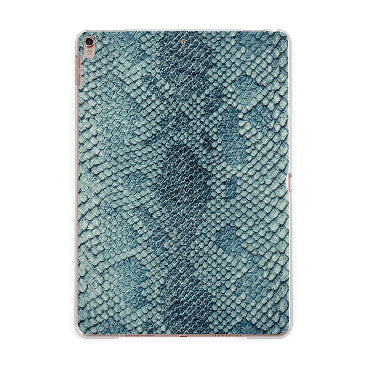 Teal Snakeskin Apple iPad Rose Gold Case